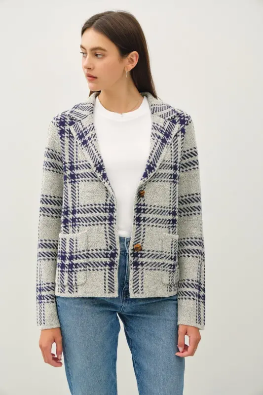 Plaid Sweater Jacket